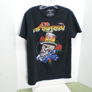 Poison "Smoking Skull" Black Graphic Tee Shirt, Size Medium